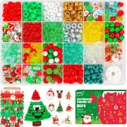 Christmas Pony Beads for Bracelet Making Kit with Christmas Decor Tree Snowflake