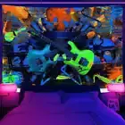 Vintage 70s Band Wall Art Blacklight Poster UV Reactive Tapestry Wall Hanging