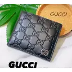 二手旗艦 GUCCI 黑色 雙G 壓紋 8卡 短夾 皮夾 (中友店)