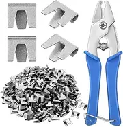 [Generic] Wire Cage Clips And Pliers - Wire Cage Clips With Hog Ring Pliers | Hog Wire Fence C Clip Pliers | Fencing Pliers | Snap-Ring Pliers | Hog Ring Pliers Kit | Wire Cage Buckle Clips Pliers