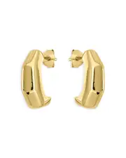 Aqua Angular 18K Yellow Gold Plated Sterling Silver Half Hoop Earrings, 0.6L - Exclusive