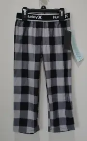 NWT BOYS HURLEY BLACK BUFFALO CHECKER PLAID SLEEPWEAR PAJAMA PANTS SZ 4, 6