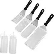 Ciieeo 6pcs BBQ Spatula High Temperature Resistant Pizza Shovel Baking Cake Turner with Oil Bottle Kitchen Tool for Home Restaurant Buffet Use