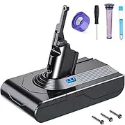 FLYLINKTECH 6000mAh V8 Battery Replacement for V8 SV10 Absolute Fluffy Animal Cord-Free Handheld Vacuum Cleaner with Installation Accessories