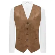 Luxury Golden Brown Suede Waistcoat, Moleskin