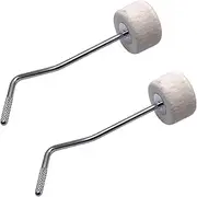 TUOREN 2 Pieces White Felt Kick Drum Mute Beater Mute Pad Pedal Beater for Bass Drum Silent Practice Percussion Instrument Accessories