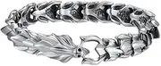 [BOSUGE] Charming Bracelet，925 Sterling Silver Viking Celtic Dragon Bracelet Vintage Style Nordic Amulet Jewelry Men Cuff Bangle (Size : 22cm) (Color : Silver)