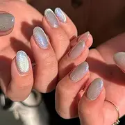 Kaichen Simplicity Press On Nails, Silvery Cat Eye Press On Nails Short, Includes 24 Nails, 24 Adhesive Tabs, 1 Manicure Stick, 1 Mini File