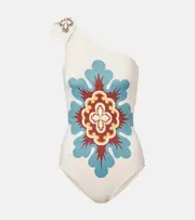 [La DoubleJ] La DoubleJ Goddess printed one-shoulder swimsuit UK 4 multicoloured