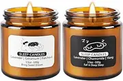 2 Pack Sleep Scented Candles, Sweet Dream with Lavender, Geranium and Patchouli, and Deep Sleep with Lavender, Chamomile and ylang-ylang Scented Candle, Long Burn Time, Perfect Home Gifts