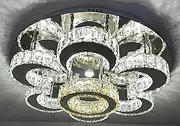 Crystal Chandelier Ceiling Light Φ60cm Flush Mount Cool White LED K9 Crystal Light Fixture for Living Room Dining Room Bedroom Hallway Kitchen Entryway (AJ40)