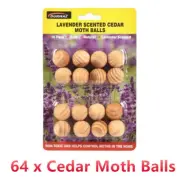 64pcs Natural Cedar Moth Balls Lavender Scented Wood Clothes Cupboard Non Toxic