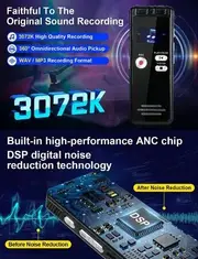 64GB Digital Voice Tape Recorder for Lectures & Meetings with Playback, 3072kbps Dictaphone, Password Protection & TF Card Expansion