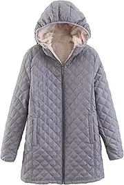 [Generic] Women's Spring Sherpa Coat Spring Long Sleeved Zip Up Jacket Soft Lightweight Casual Quilted Coats