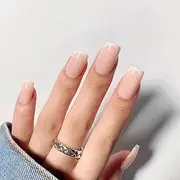 Virellay 24 pieces French false nails for sticking on - artificial nails (French nude, medium)
