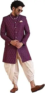 [KISAH] Men Indowestern Sherwani Set, Full Sleaves, Knee Length, Straight, Regular Fit, Mandarin Collar Ethnic wear
