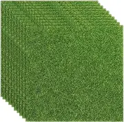 10PCS Artificial Grass Rugs 30 x 30cm Square Fake Turf Mats, Soft Cuttable Decorative Multifunctional Outdoor Turf Mats for Model Display, Placemat (30 x 30cm(10pcs))