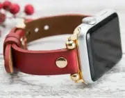 Red Thin 38 40 42 44mm iWatch Wrist Strap for Apple Watch 1 2 3 4 Handmade