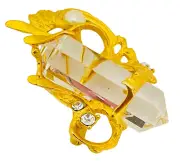 Vintage AJC signed modernist gold pearl glass designer runway brooch