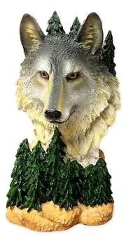 WOLF BUST, Large 11.25" Resin Wolf Figurine, by DeLeon Collections