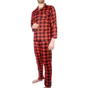 Mens Flannelette Pyjama Set Sleepwear Soft 100% Cotton PJs Two Piece Pajamas -
