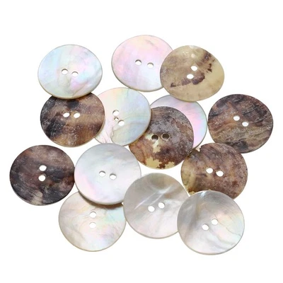 14 Pcs Natural Shell Button, 2 Hole 25mm Mother of Pearl Button, Multicolored