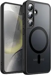 JETech Magnetic Case for Samsung Galaxy S24+ / S24 Plus 5G, Compatible with MagSafe, Translucent Matte Back Shockproof Phone Cover (Black)