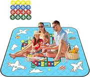 Outdoor Play Mat | Camping Blanket Waterproof - Foldable Multifunctional Chess Carpet Mat with Chess Pieces for Family Party Board Game for Beach Camping