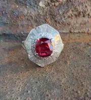 2.15 Ct Cushion Natural Ruby Engagement diamond Ring 14K solid white gold