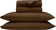 Real 1000 Thread Count, 100% Organic Cotton Sheet Set [4 PC- Queen-XL Size, Chocolate Color] Bedsheet Sets, Fit Mattress Upto 15" Deep Pockets