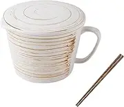 Unique Soup Mug Container Coffee Tea Soup Bowls,Jumbo 33OZ Mug with Lid,Ceramic Pasta Ramen Bowls with Handle Microwave Noodle Soup Bowl for Student Office Soup Instant Noodles (Color : White, Size