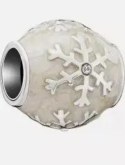 Genuine Chamilia 925 Stirling Silver Snow Flake Star Cream Enamel Charm Bead