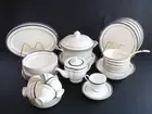 42 PCS 24k Gold Luxury geometric pattern Fine Bone China Dinner Set