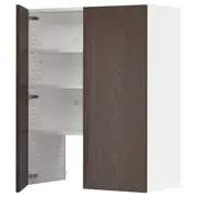 METOD wall cb f extr hood w shlf/door, white/Sinarp brown, 80x100 cm