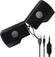 USB Computer Speakers - Compact Stereo Soundbar, Plug & Play USB Powered Speakers | Mini Desktop Sound System, Clear Audio for PC, Laptop, Office Desk, USB Speaker Bar