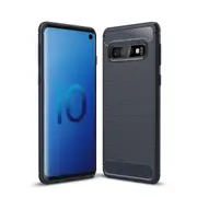 MCC Slim Samsung Galaxy S10 Carbon Fibre Soft Carbon Case Cover S 10 G973 [Dark Blue]