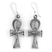 New Egyptian Horus Ankh of Life Sterling Silver 925 Earrings ( medium )