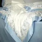 Luxury Silk Cotton Bedding Set Embroidery Duvet Cover Bed Sheet 2 Pillowcases