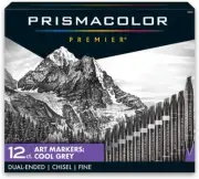 Prismacolor 3622 Premier Double-Ended Art Markers, Fine and Chisel Tip, Cool