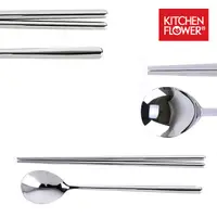 在飛比找蝦皮商城優惠-韓國KitchenFlower不鏽鋼粗圓素面筷湯匙組(ES0