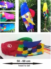 BALI FLAG WIND SOCK, LARGE FISH WINDSOCK KITE Assorted Colours, Garden Pontoon
