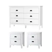 Oikiture 6 Chest of Drawers and 2 Bedside Tables Vintage Bedroom Set White