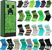 Minecraft Socks Advent Calendar 2024, Creeper Countdown Calendar for Gamers
