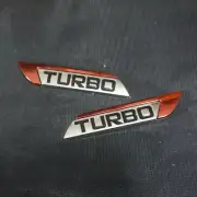 1 Pair of Red Chrome TURBO Metal Emblem Decal Sticker Badge 3D Car Motors Racing (for: Renault)