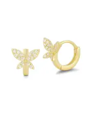 Glaze Jewelry 14K Over Silver CZ Butterfly Huggie Earrings