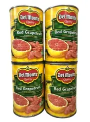 4 CANS Del Monte Red Grapefruit in Extra Light Syrup 15 oz can juice