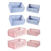 4PCS Desktop Foldable Storage Stackable Shelf Organiser Basket for Stationery