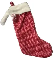KRINGLES COTTAGE RED CHRISTMAS STOCKING SNOWBALL POM POMS 20"