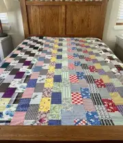 Vintage Unfinished New Quilt Top Unused Handmade Patchwork Rectangle 72”x80”