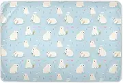 Simple Cute Blue Polar Bear Toddler Soft Absorbent Potty Training Mats Changing Toddler Bedding Products for Toddler Kids, 52" L x 34" W